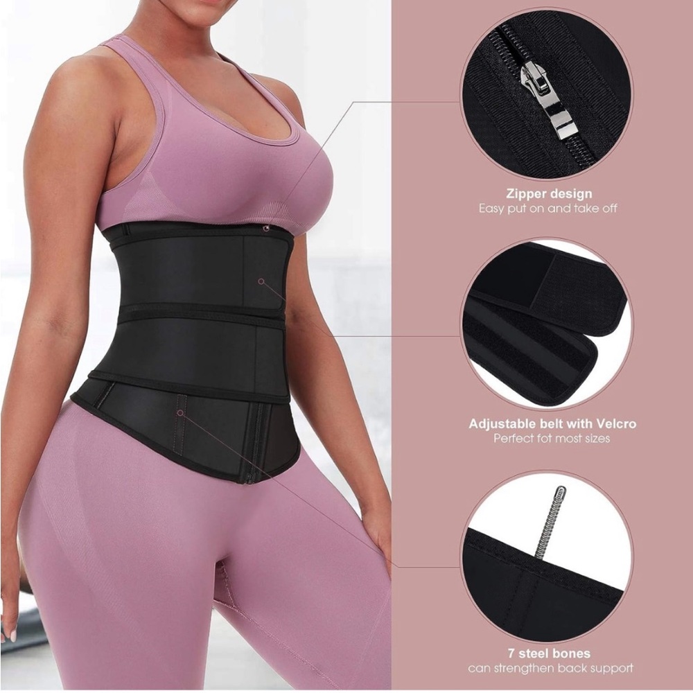 Waist Trainer for Women 2 Straps 7 Bones Workout Sauna Trimmer Exercise Corset - Picture 8 of 16